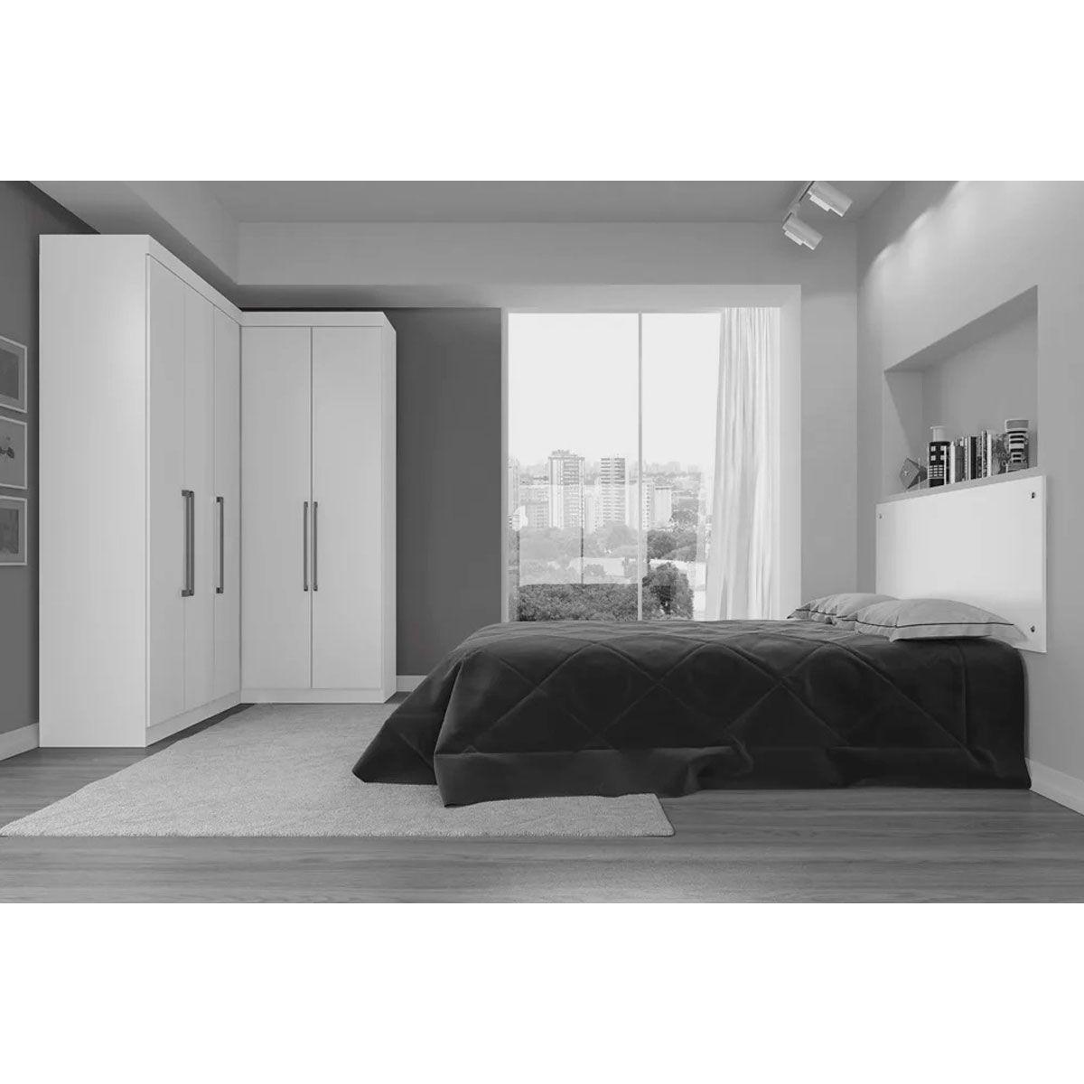 Quarto Casal Modulado Modena Xxi 4 Pecas 3 Guarda Roupas 1 Complemento Branco Demobile