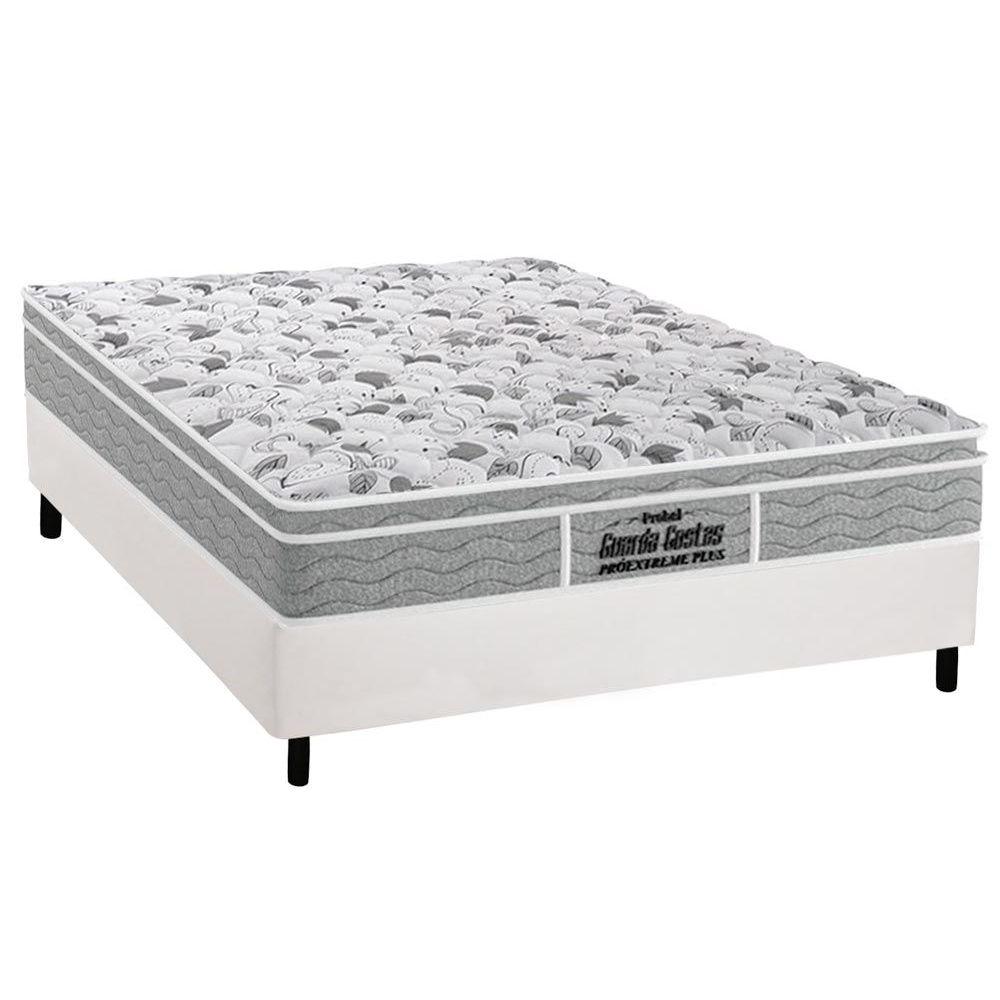 Cama Box Casal Colchao Espuma D45 Probel Ep Guarda Costas Proextreme Plus Base Crc Courano White 138x188