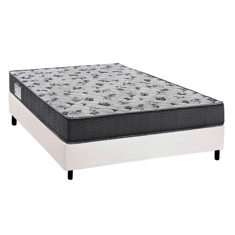 Cama Box Casal Colchao Espuma Ortobom D33 Ep Fort Tech Iso 100 Base Crc Courano White 138x188