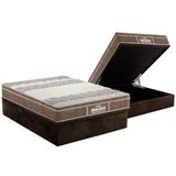 Cama Box Bau Casal Colchao Espuma Probel D33 Ep Guarda Costas Prointense Plus Base Crc Suede Brown 138x188