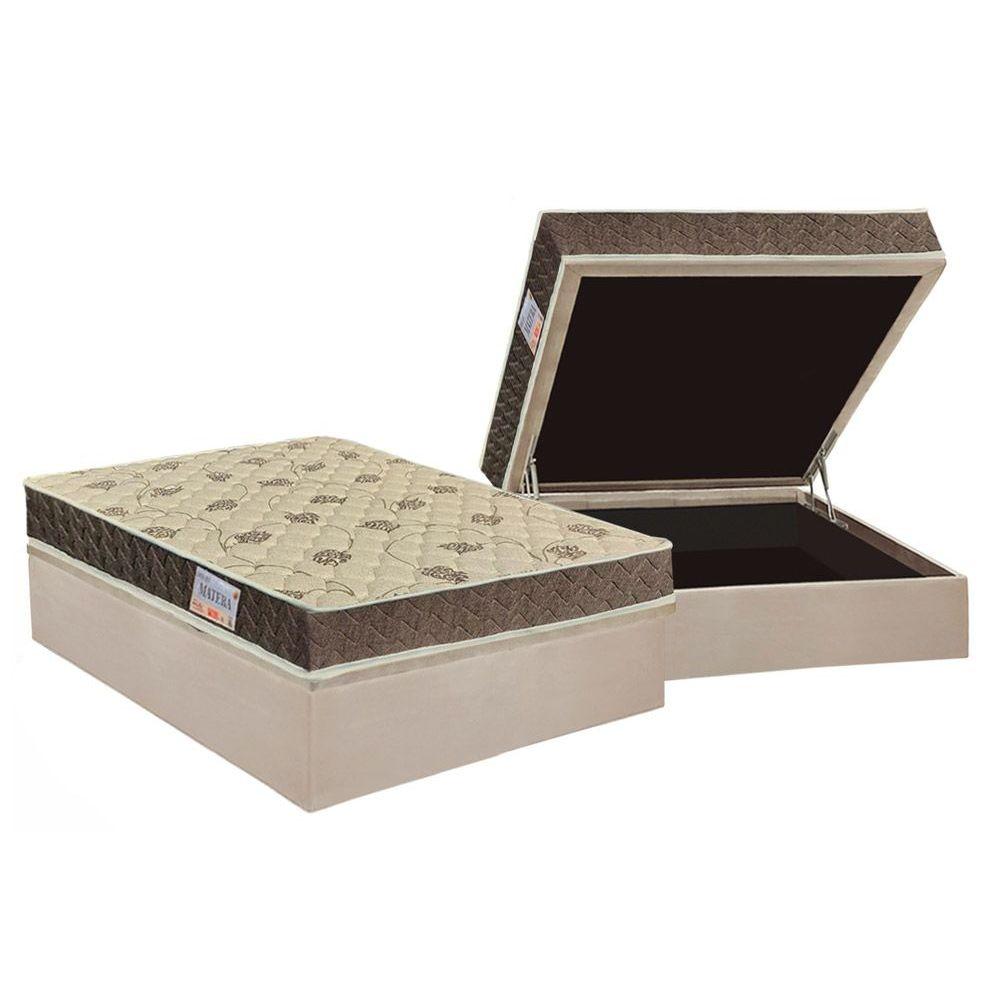 Cama Box Bau Casal Colchao Ortopedico Orthoflex D33 Ep Matera Base Crc Suede Clean 138x188