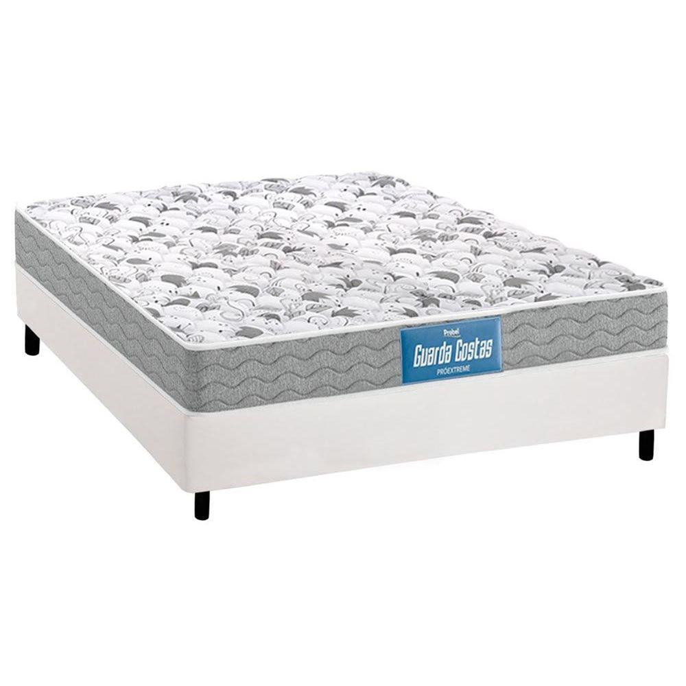 Cama Box Casal Colchao Ortopedico Probel D33 Ep Guarda Costas Prointense Double Face Base Crc Courano White 138x188