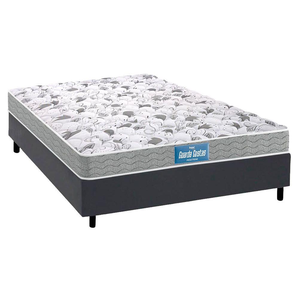 Cama Box Casal Colchao Ortopedico Probel D45 Ep Guarda Costas Proextreme Double Face Base Crc Suede Gray 138x188