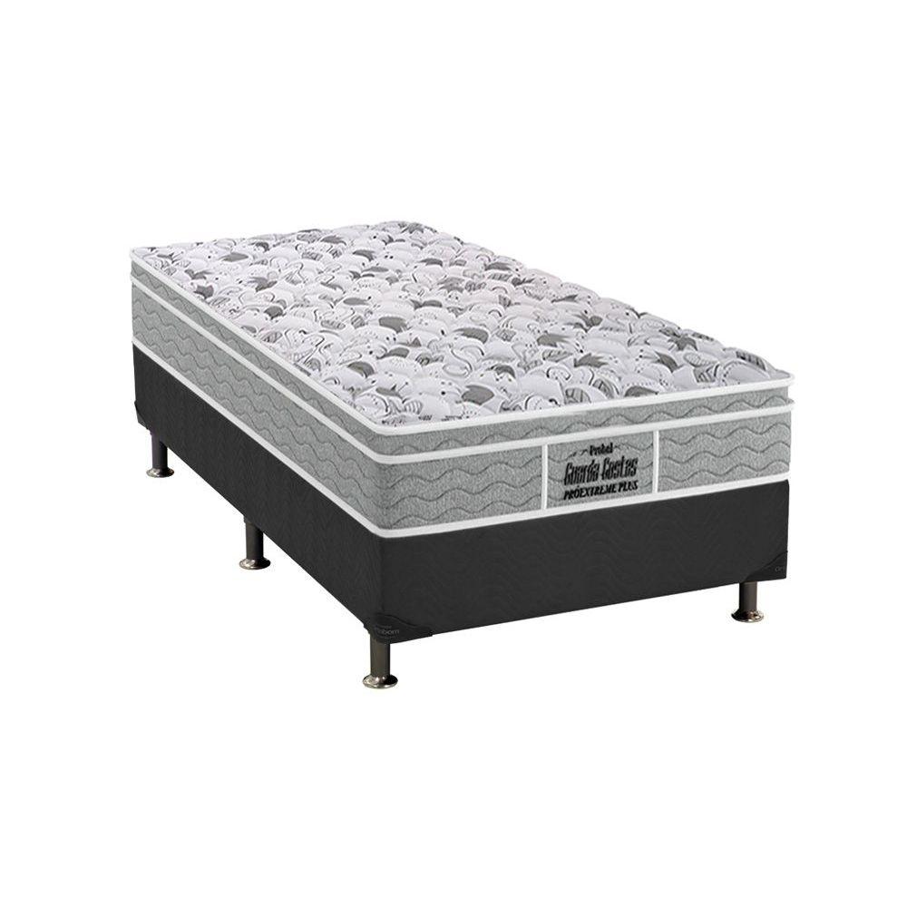 Cama Box Solteiro Colchao Espuma D45 Probel Ep Anatomico Guarda Costas Proextreme Plus Base Crc Suede Gray 88x188