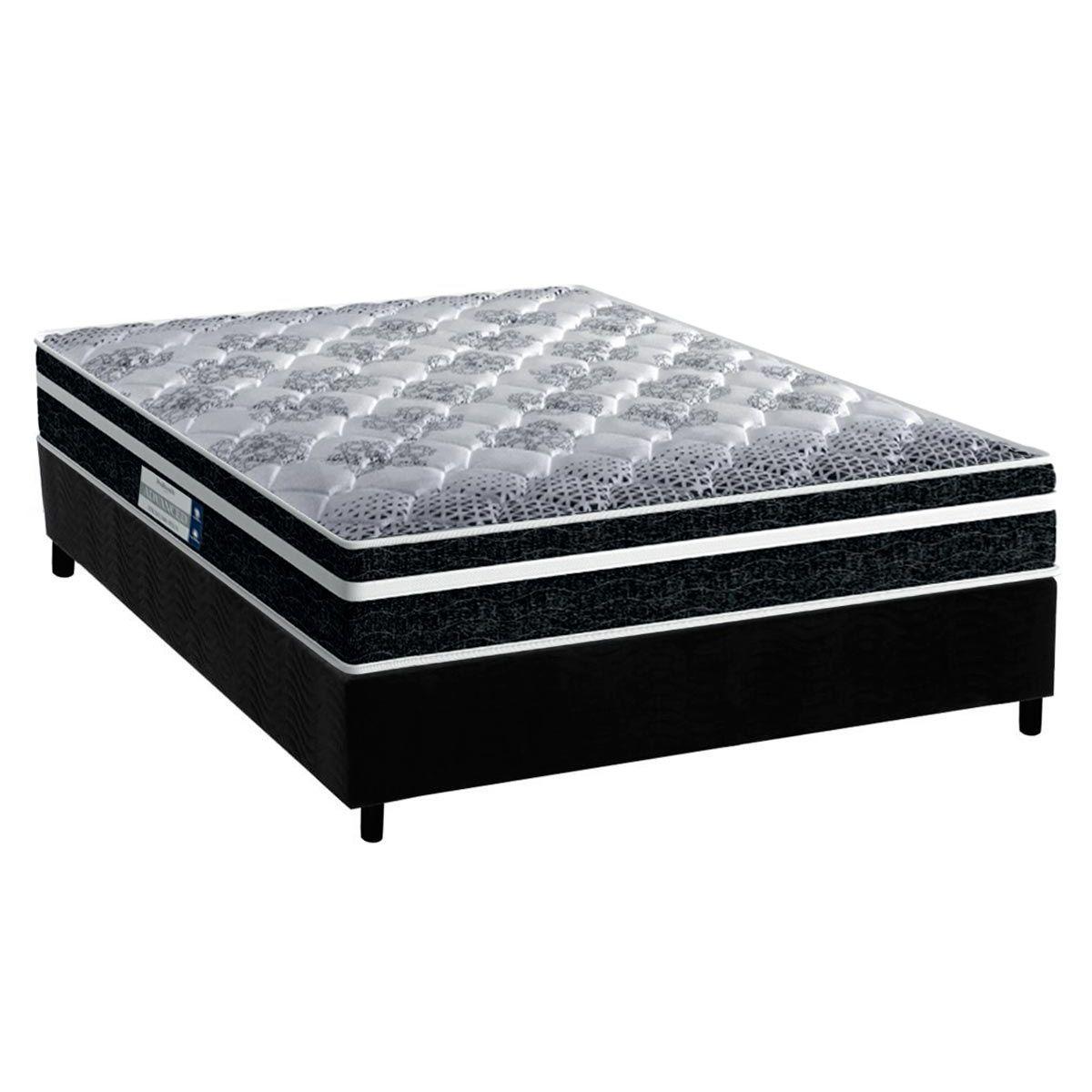 Cama Box Casal Colchao Espuma Probel D33 Ep Advanced Tech1500 Plus Base Crc Suede Black 138x188