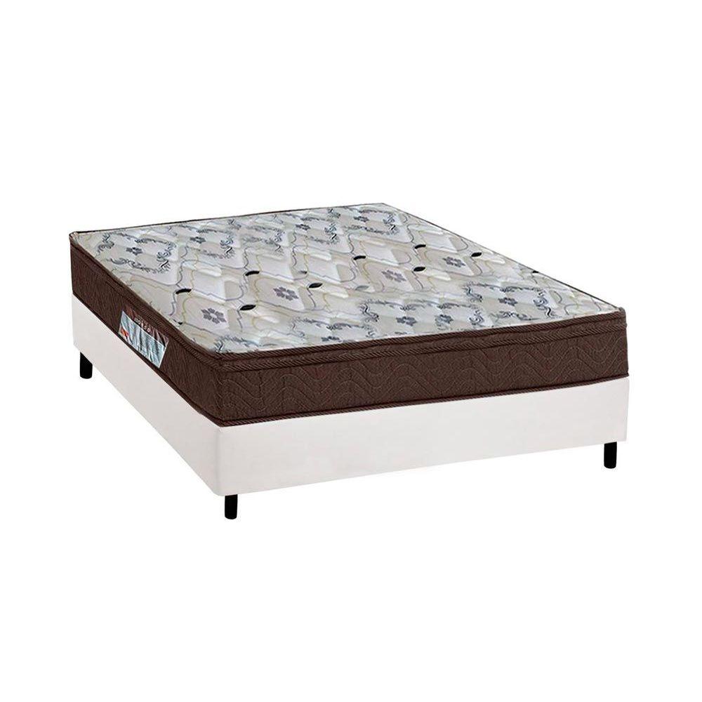 Cama Box Casal Colchao Espuma D45 Ortobom Ep Fort Tech Iso 150 Mega Firme Base Crc Suede White 138x188