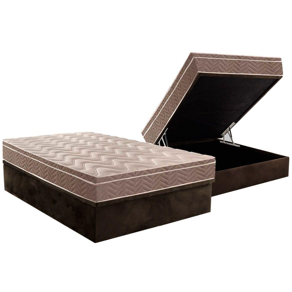 Cama Box Bau Casal Colchao Ortopedico Paropas D28 Ep Pasquale Base Crc Suede Brown 138x188