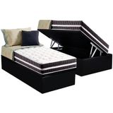 Cama Box Bau Solteiro Colchao Ortopedico Anjos D45 Ep Stare Base Crc Suede Black 88x188