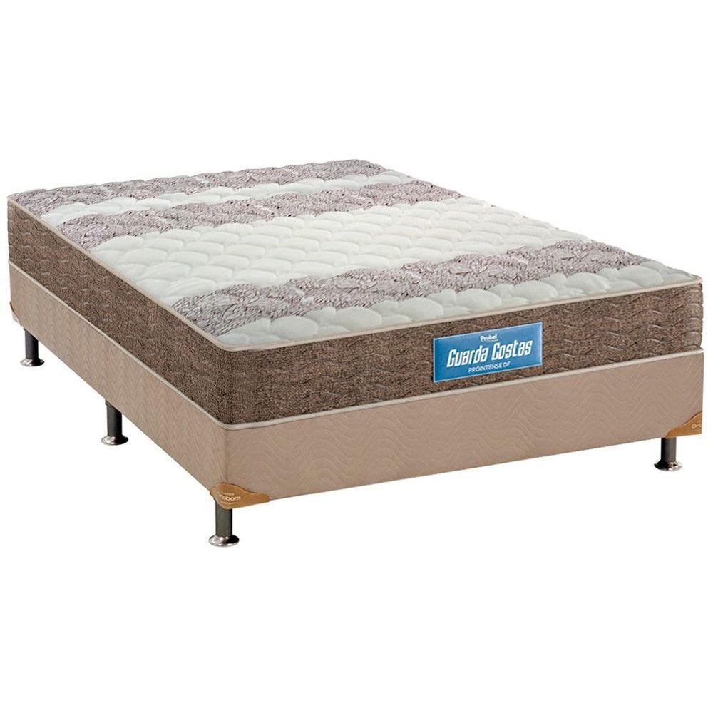 Cama Box Casal Colchao Espuma Probel D33 Ep Guarda Costas Plus Base Crc Suede Clean 138x188