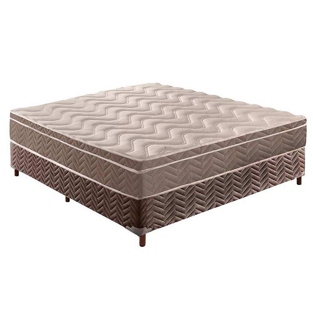 Cama Box Casal Colchao Espuma Paropas D33 Ep Confort Ultra Firme Base Crc Rustico Brown 138x188