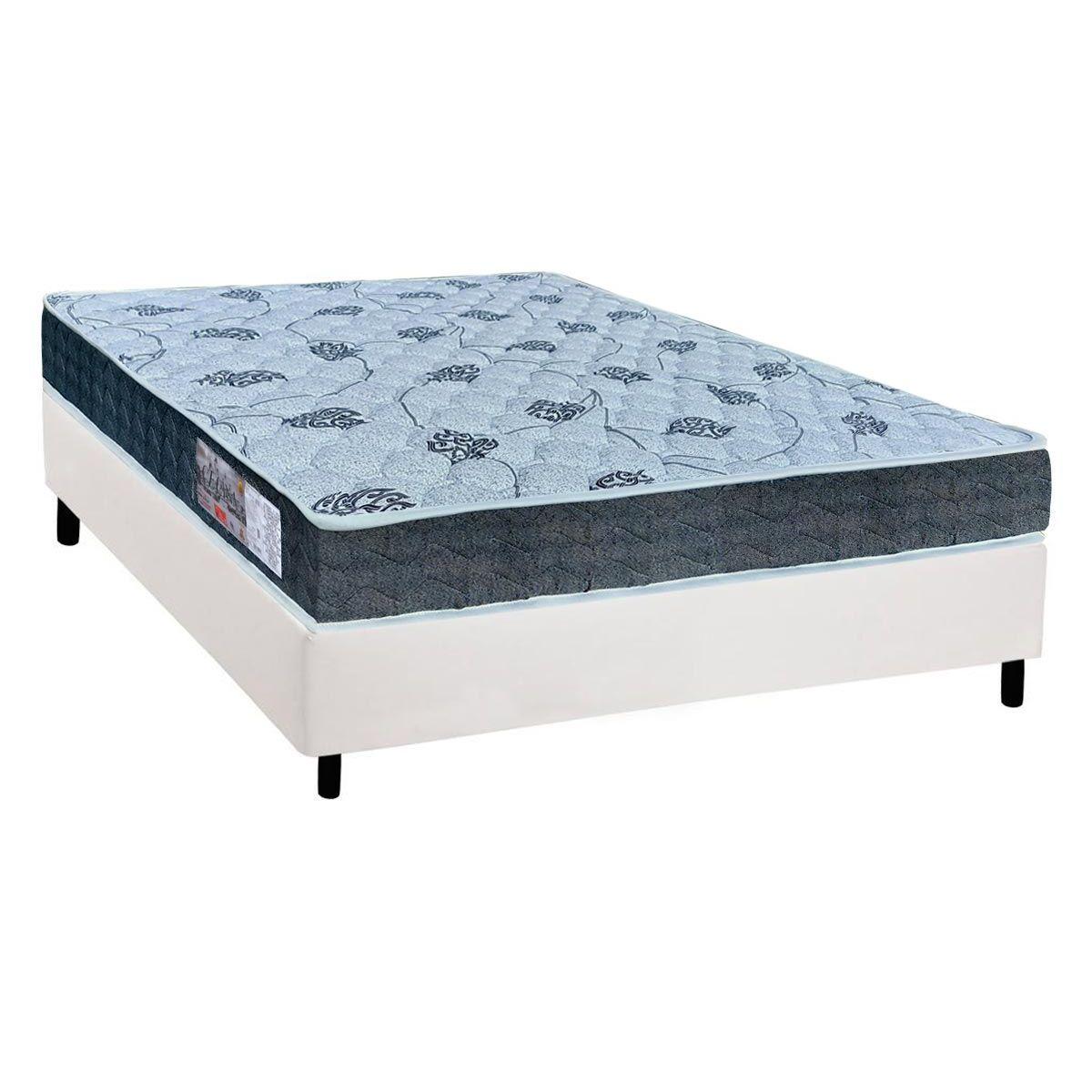 Cama Box Casal Colchao Espuma D45 Orthoflex Ep Cecina Base Crc Suede White 138x188