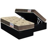 Cama Box Bau Solteiro Colchao Ortopedico Orthoflex D33 Ep Matera Base Crc Suede Black 88x188