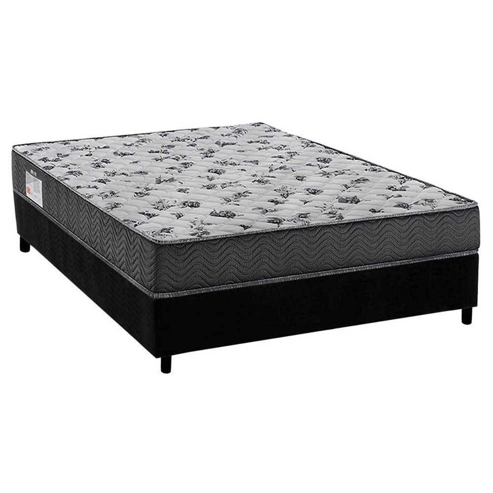 Cama Box Casal Colchao Espuma D33 Ortobom Ep Fort Tech Iso 100 Base Crc Suede Black 138x188