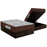 Cama Box Bau Casal Colchao Espuma D45 Ortobom Ep Iso 150 Mega Firme Base Crc Suede Brown 138x188