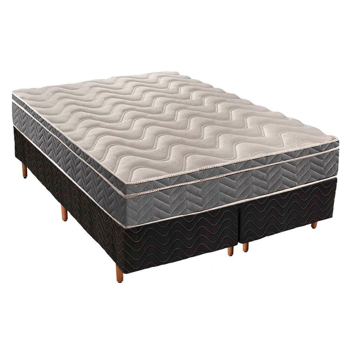 Cama Box Queen Colchao Espuma Paropas D45 Ep Anatomico Confort Mega Firme Base Crc Fantasy Black 158x198