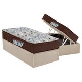 Cama Box Bau Solteiro Colchao Espuma Ortobom D45 Ep Iso 150 Mega Firme Base Crc Suede Clean 88x188