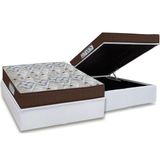 Cama Box Bau Casal Colchao Espuma Ortobom D45 Ep Iso 150 Mega Firme Base Crc Courano White 138x188