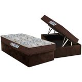 Cama Box Baú Solteiro Colchão Espuma D45 Ortobom EP ISO 150 Megafirme Base CRC Suede Brown 88x188