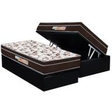 Cama Box Bau Solteiro Colchao Espuma Polar D28 Ep Orthopremium Hiper Resistence Base Crc Suede Black 88x188