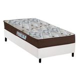 Cama Box Solteiro Colchao Espuma Ortobom D45 Ep Fort Tech Iso 150 Base Crc Suede White 88x188