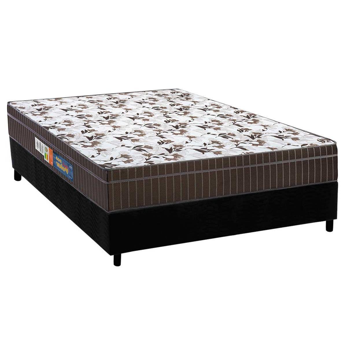 Cama Box Casal Colchao Ortopedico Polar D28 Ep Orthoface Firme Base Crc Suede Black 138x188