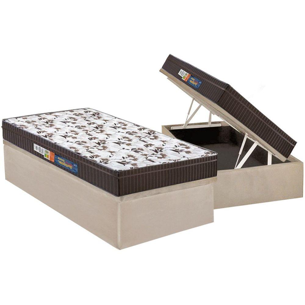 Cama Box Bau Solteiro Colchao Ortopedico Polar D28 Ep Orthoface Class Base Crc Suede Clean 88x188