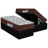 Cama Box Bau Solteiro Colchao Espuma D45 Ortobom Ep Iso 150 Mega Firme Base Crc Suede Black 88x188