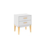 Mesa Cabeceira Infantil Le 6007 C 2 Gavetas Branco Movelbento