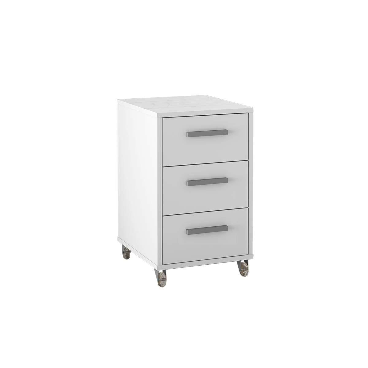 Mesa Cabeceira Msm 450 C 3 Gavetas Branco Movelbento