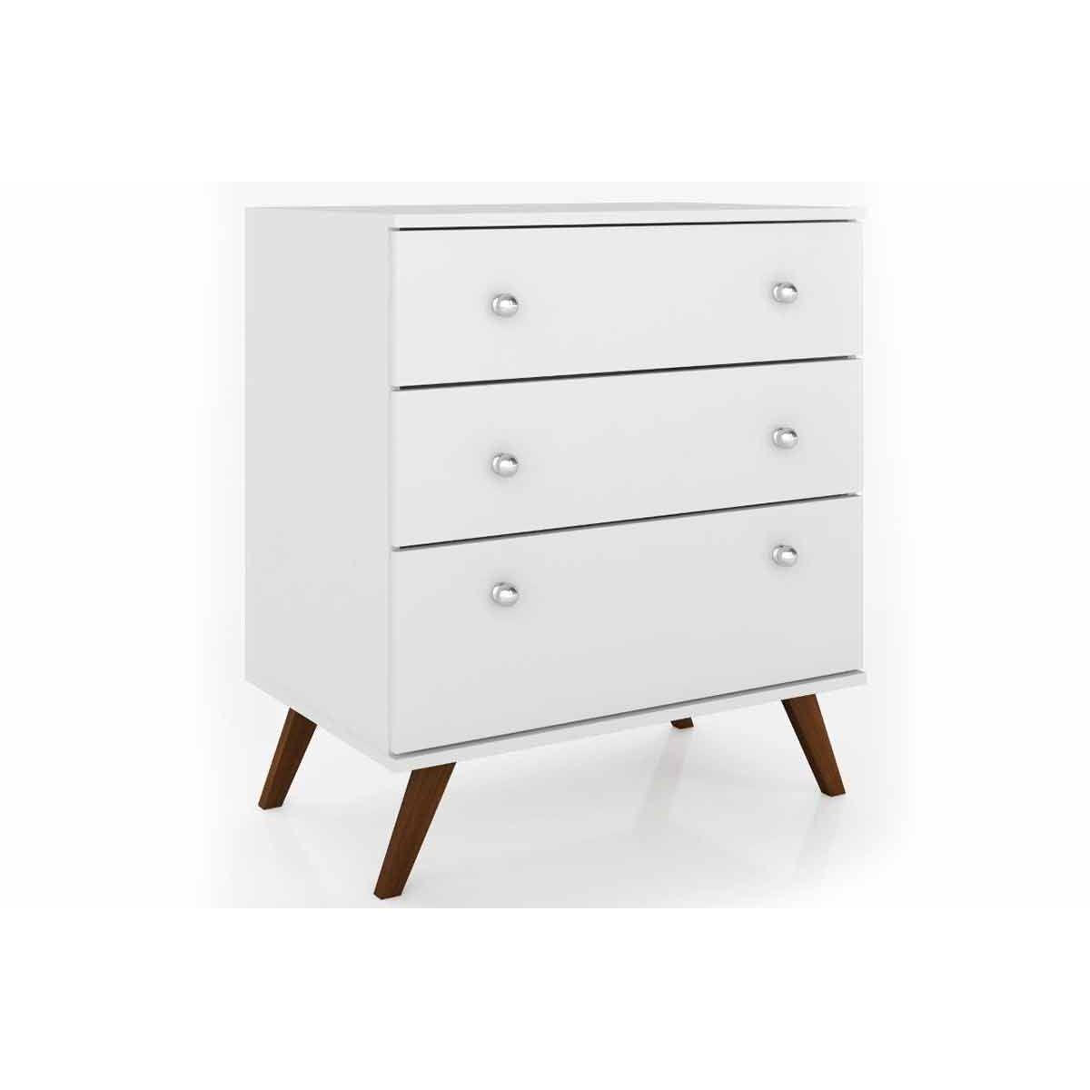 Comoda De Quarto Rt 3018 C 3 Gavetas Branco Movelbento