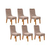 Cadeira Sala De Jantar Jade Kit 6 Un Freijo Veludo Kraft Dj Moveis