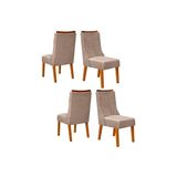 Cadeira Sala De Jantar Jade Kit 4 Un Freijo Veludo Kraft Dj Moveis