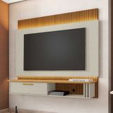 Painel Para Tv Com Led Weaver Off-white Cinamomo Ripado