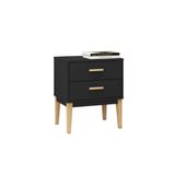 Mesa Cabeceira Casal Le 6007 C 2 Gavetas Preto Movelbento