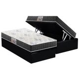 Cama Box Bau Solteiro Colchao Espuma Anjos D28 Ag65 Ortoline Base Crc Suede Black 88x188