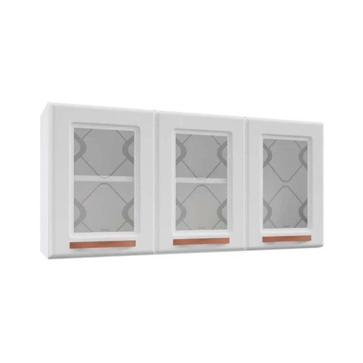 Modulo Cozinha Telasul Mirage New Armario 3 Portas C Vidro Branco
