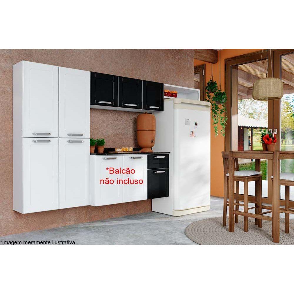 Cozinha Modulada Bertolini Dona Maria 3 Pecas 1 Armario 1 Paneleiro 1 Complemento Cpt101 Branco Preto