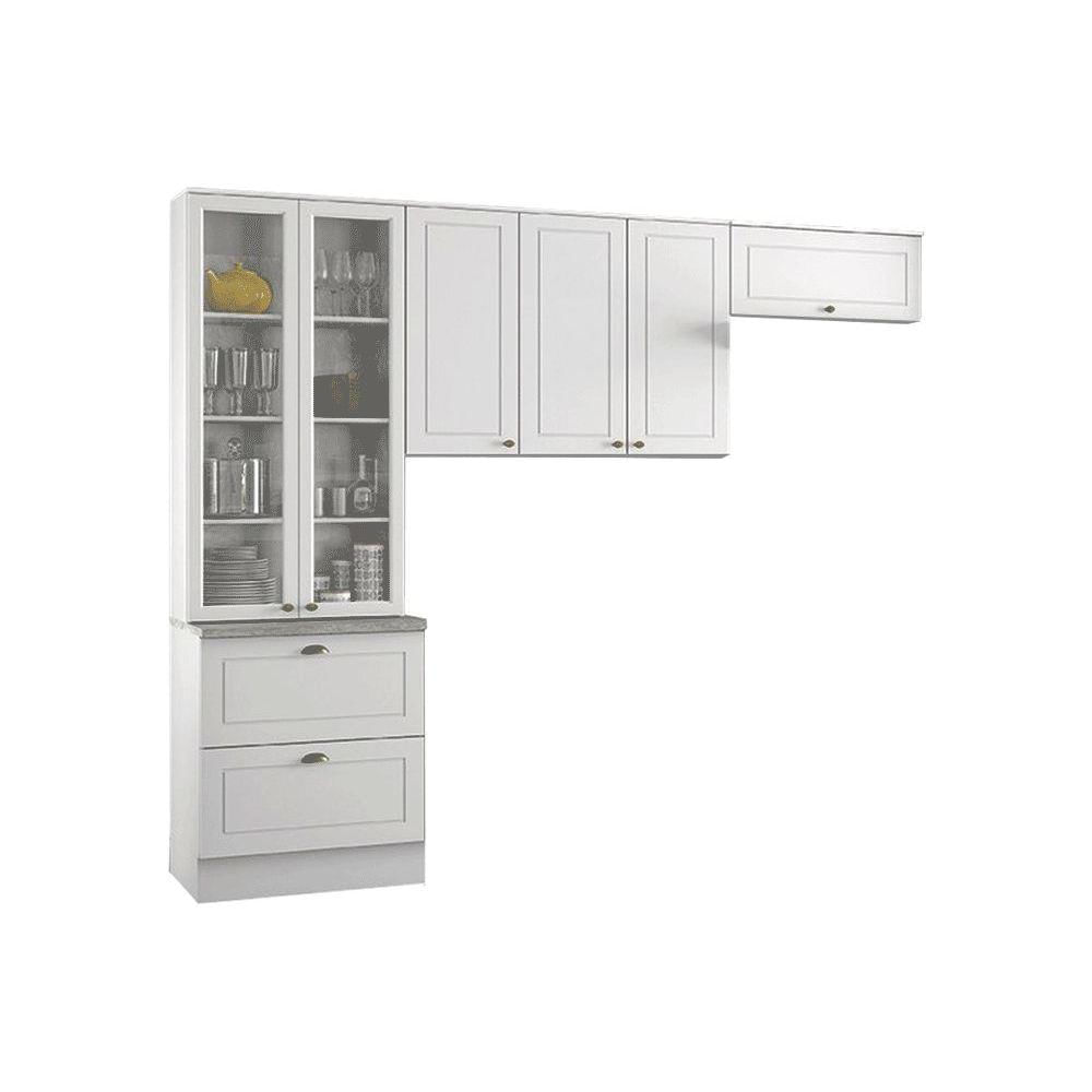 Kit De Cozinha Modulada 3 Pecas Americana 2 Armarios 1 Paneleiro Cpt07 Branco Henn