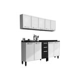 Cozinha Modulada Bertolini Gourmet 4 Pecas 2 Armarios 2 Balcoes C4p68 Branco Preto