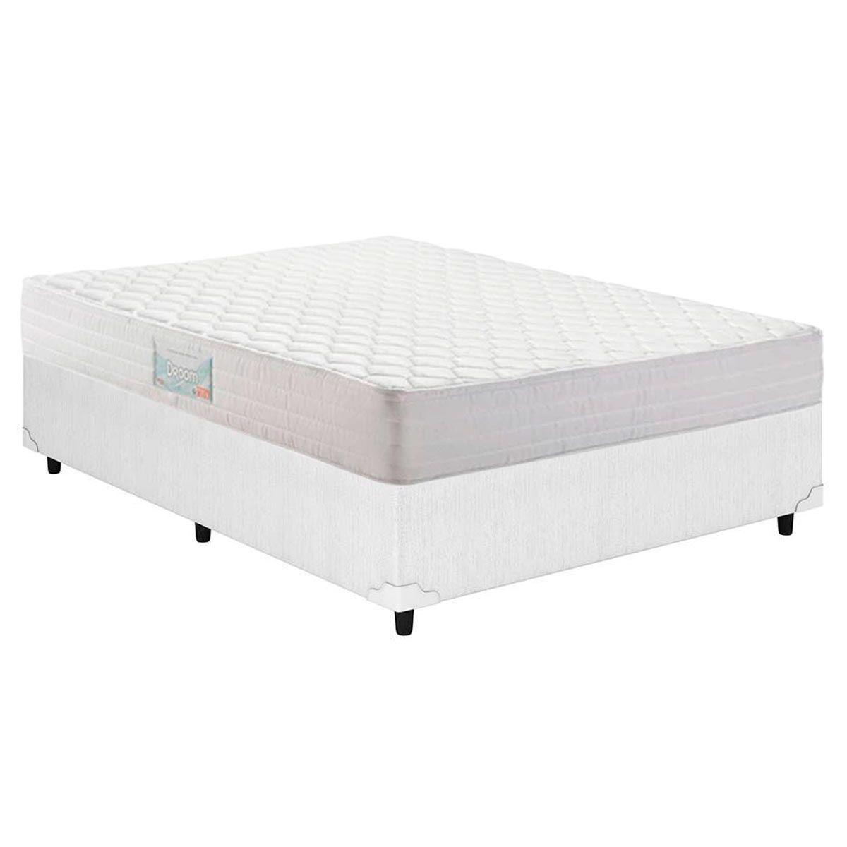 Cama Box Casal Colchao Ortopedico Herval D28 Ag65 Droom Base Crc Linhao White 138x188