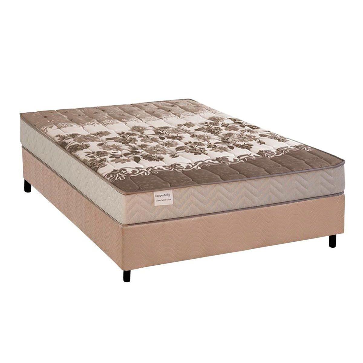 Cama Box Casal Colchao Molas Kappesberg Masterpocket Ensacadas Essencial Base Crc Suede Bege 138x188