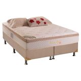 Cama Box Queen Colchao Molas Herval Masterpocket Ensacadas Pallace Bambu Base Crc Suede Bege 158x198