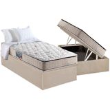 Cama Box Bau Solteiro Colchao Espuma Anjos D28 Ag65 Magnum Double Face Base Crc Suede Clean 88x188