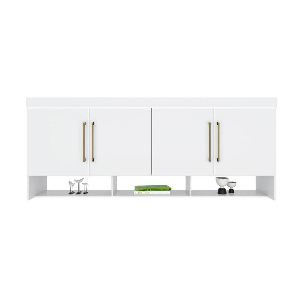 Modulo De Quarto Casal Armario Ponte Modena 74000 C 4 Portas Branco Demobile