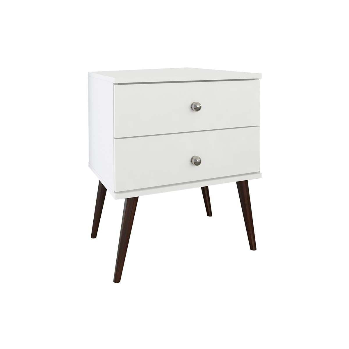 Mesa Cabeceira Rt 3032 C 2 Gavetas Branco Movelbento