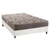 Cama Box Casal Colchao Espuma Herval Ag65 Fort Base Crc Suede White 138x188