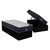 Cama Box Bau Solteiro Colchao Molas Ortobom Nanolastic Airtech Progressive Base Crc Suede Black 88x188