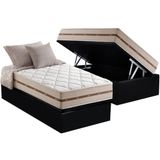 Cama Box Bau Solteiro Colchao Molas Masterpocket Ensacadas Anjos Classic Base Crc Suede Black 88x188