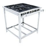 Fogão Industrial Venâncio 4 Bocas 2 Duplas A Gás Baixa Pressão Extra Inox Ei4d2