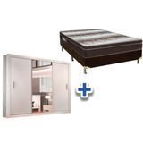 Cama Box Casal Colchao Light Ortobom Guarda Roupa Veneza Luxo Branco